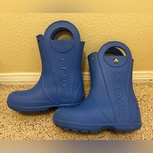 Crocs Children’s Kids Unisex Boys Girls Size J 1 Blue “Handle It” Rain Boots